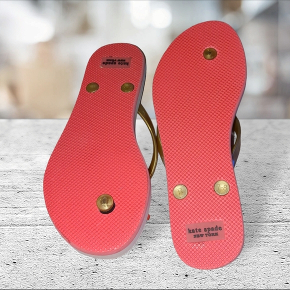 Kate spade Nassau flamingo flip flops/thong/sandals/shoes size 7-8 - Picture 8 of 12